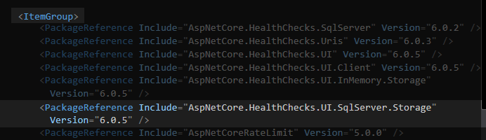 Add health check database storage to the project